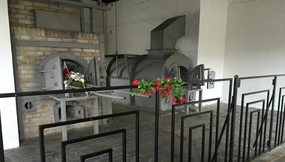 MINNES: Her ved et av krematoriene i kvinnefengselet Ravensbrück blir de avdøde minnet med roser. FOTO: JANNIKE STAVNHAUGEN