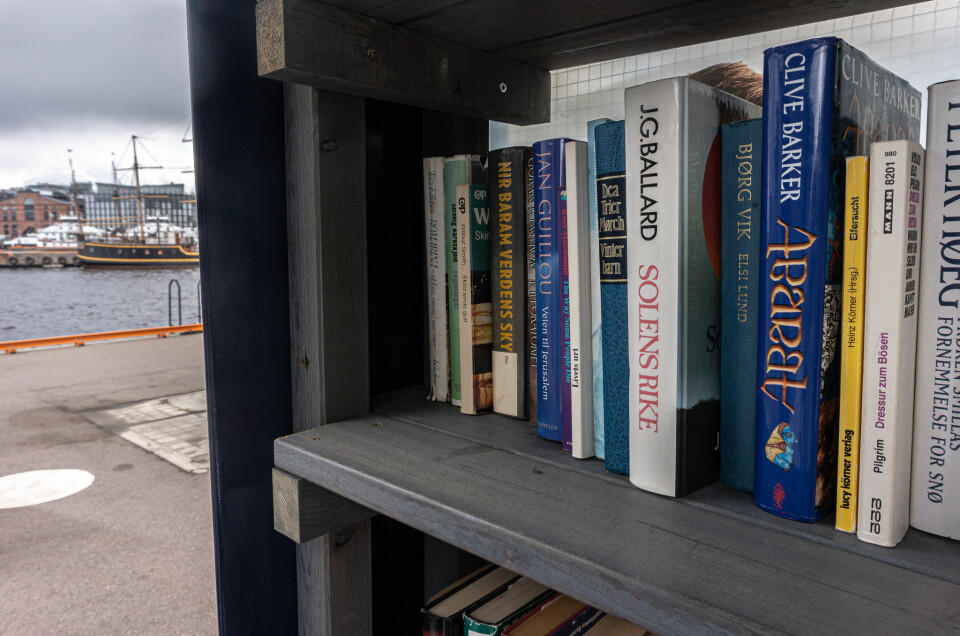 Du kan ta med bøker hjem, eller sette deg ned på brygga og lese med en fin utsikt. Foto: Benedicte Wang.