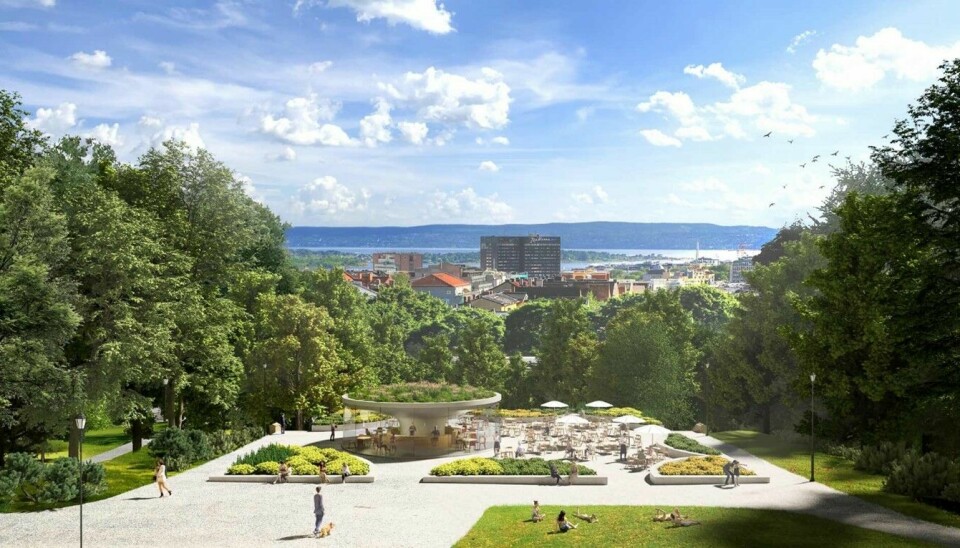 Foto: Ghilardi+Hellsten. Forslag til en permanent uteservering i St Hanshaugen park.