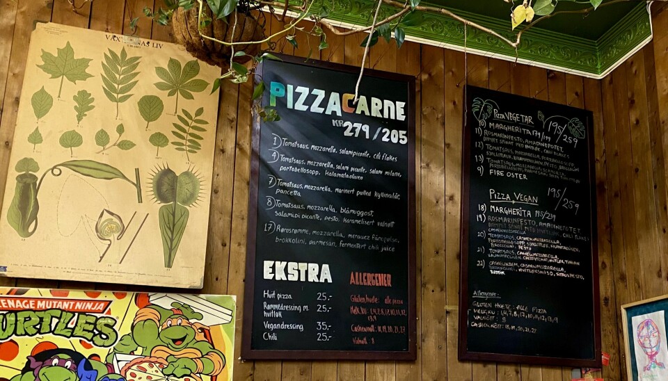 Jungel Pizza har variert meny med vegansk og vegertarianske alternativ.