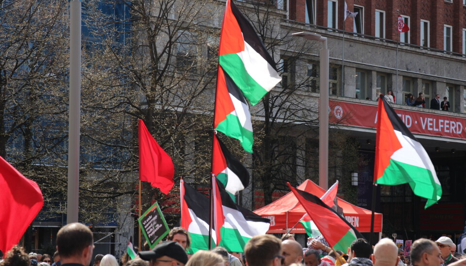 Det palestinske flagget var å se flere steder på Youngstorget 1.mai