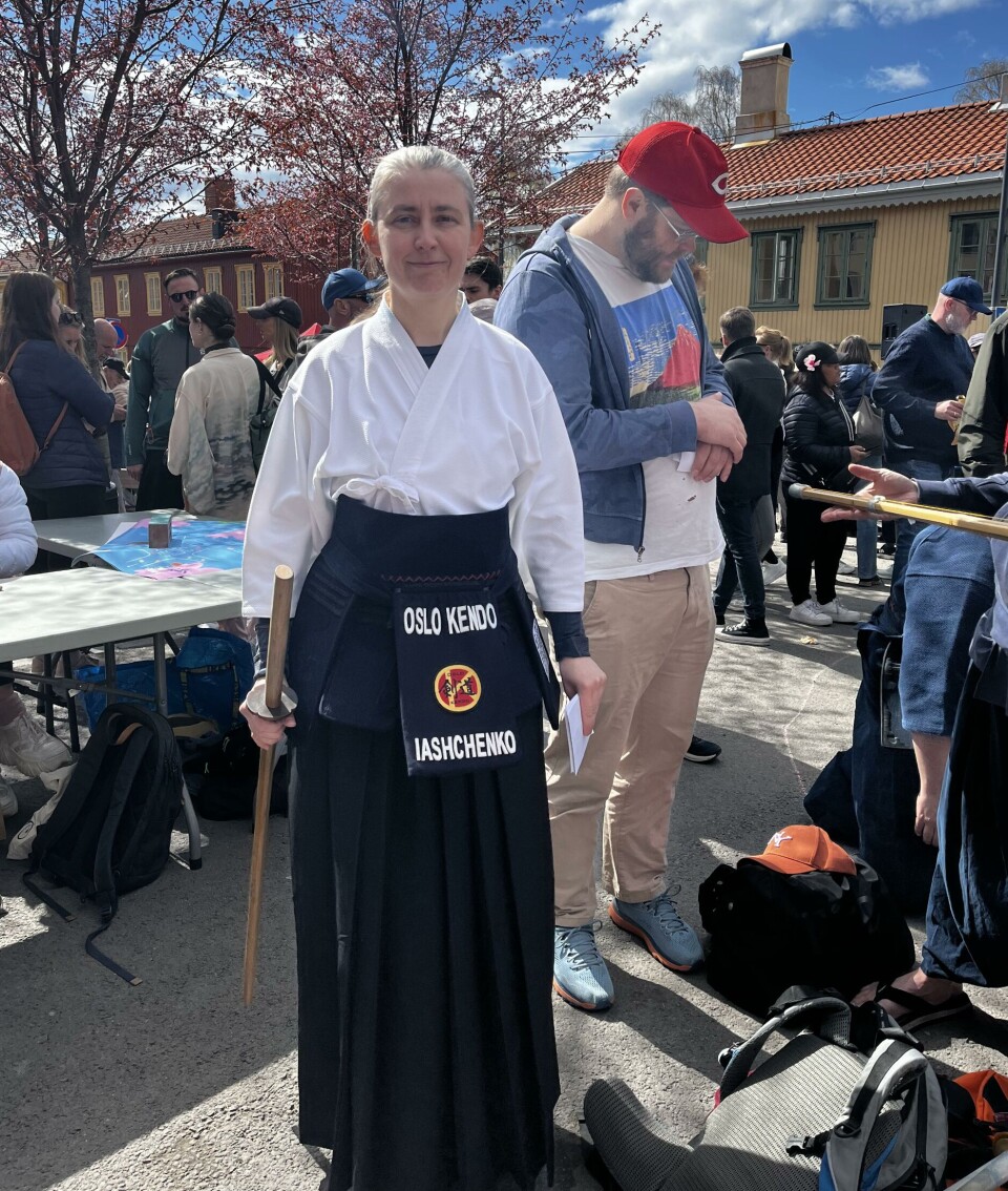 Varvara er medlem i Oslo Kendo klubb og fornøyd etter dagens framvisning.
