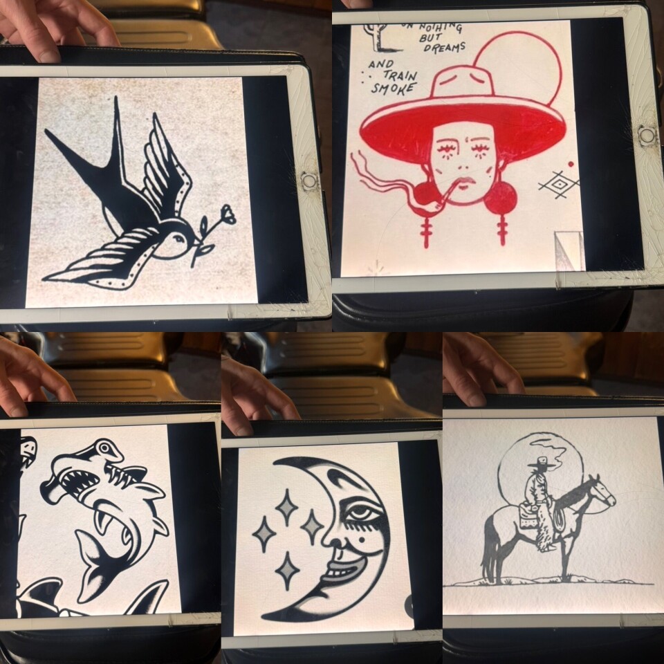 De fem nøye utvalgte designene som Fanny skal tatovere