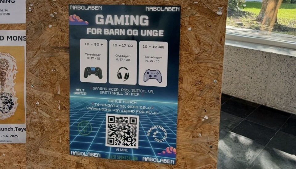 Plakatene informerer om faste gamingtilbud for barn og unge i Nabolaben